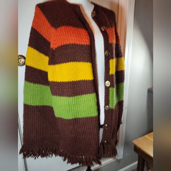 🏵️ vintage handmade knit shawl wrap boho hippie - Picture 5 of 14